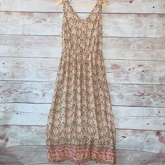 Lucky Brand Floral Tie Waist Lined Sleeveless Maxi Dress With Pockets Medium - Picture 2 of 7